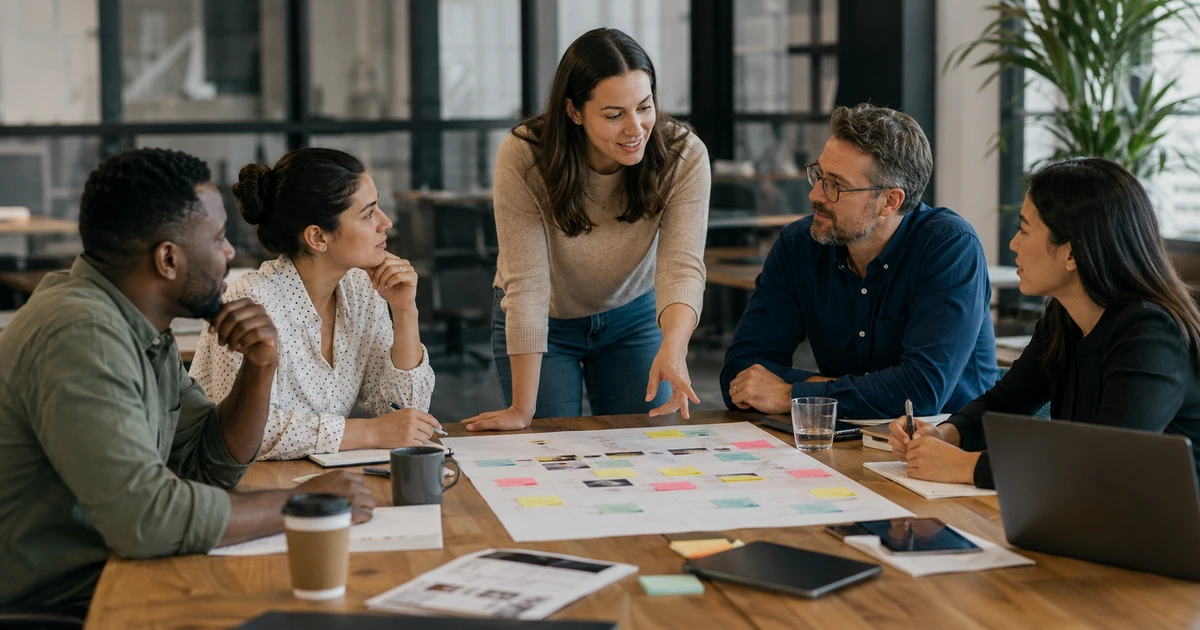 New employee contributing confidently during a collaborative workplace meeting.