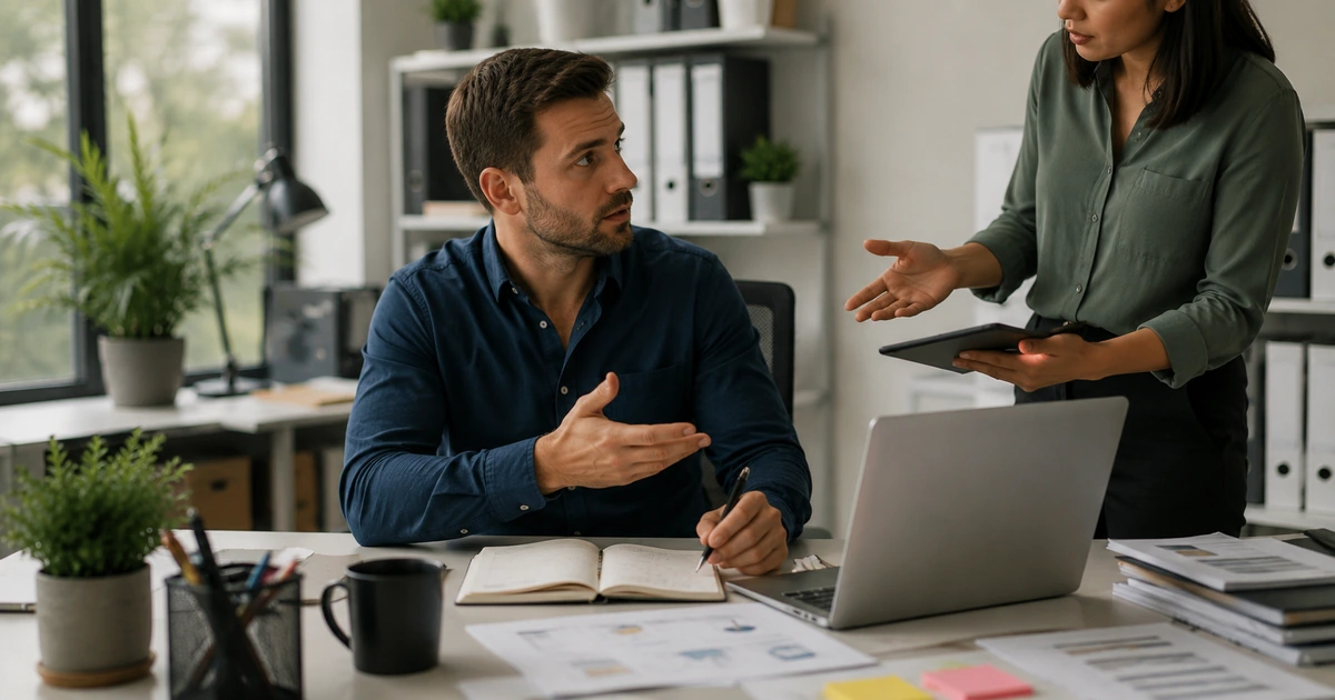 Professional declining additional work respectfully during a workplace conversation.