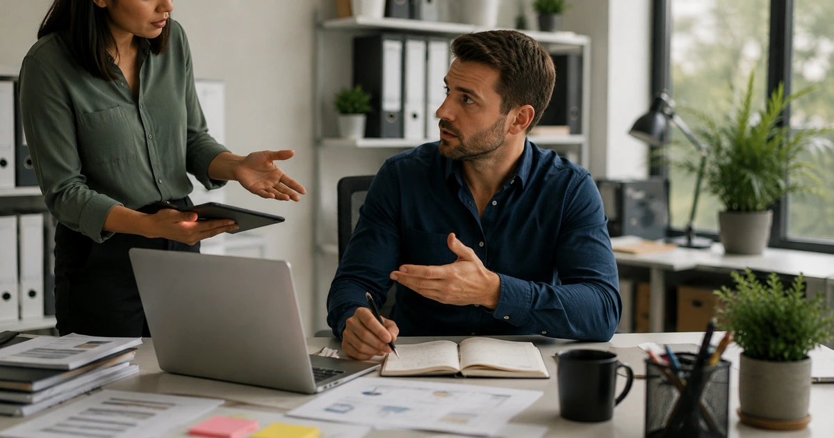 Manager delegating a work responsibility clearly without micromanaging a colleague.