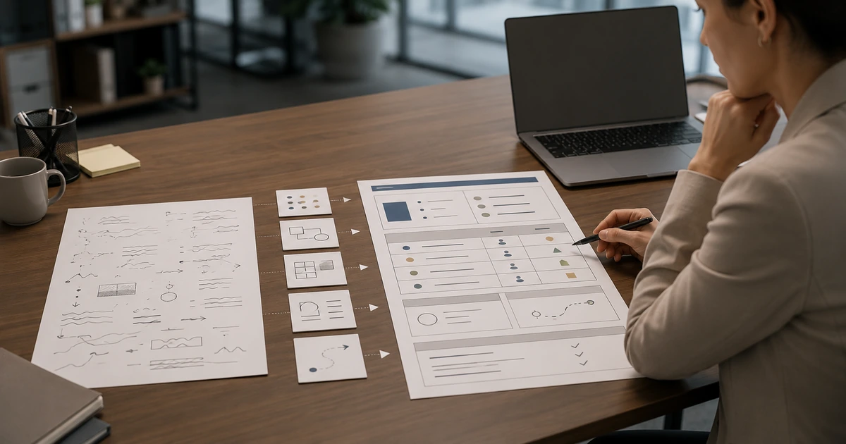 Raw meeting notes being organized into decisions, assigned actions, and follow-up steps.